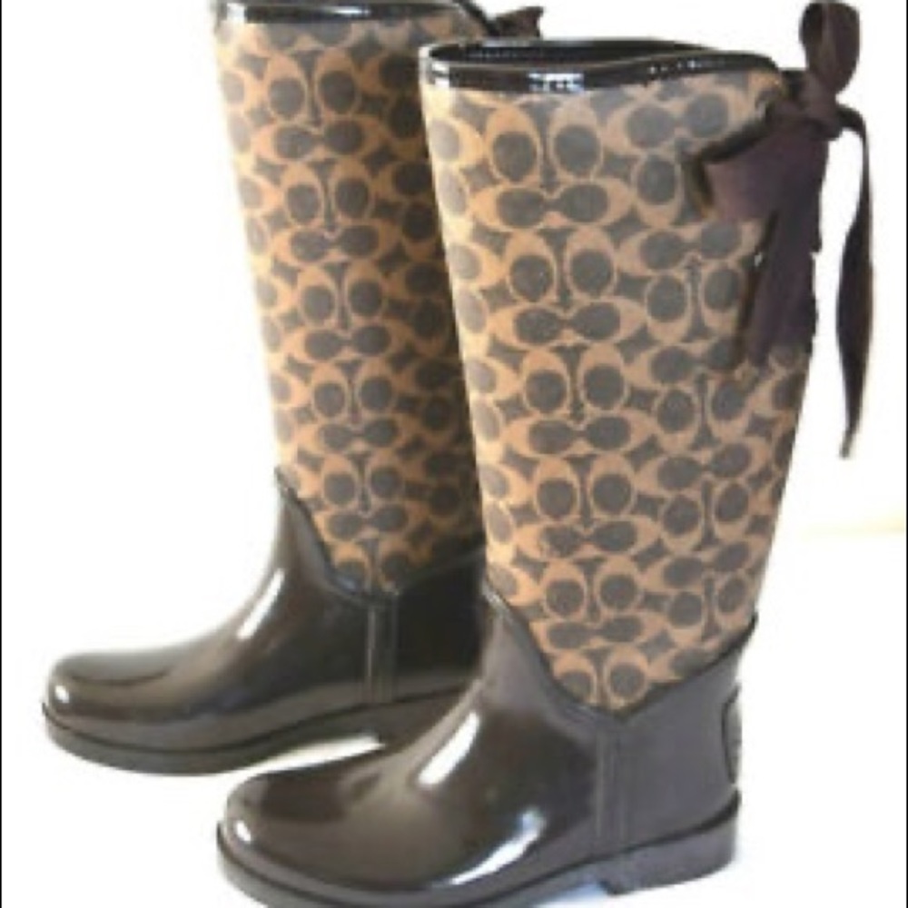 Coach lace up rain boots